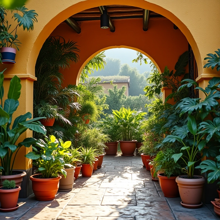 Entrada de uma loja de jardinagem brasileira colorida.