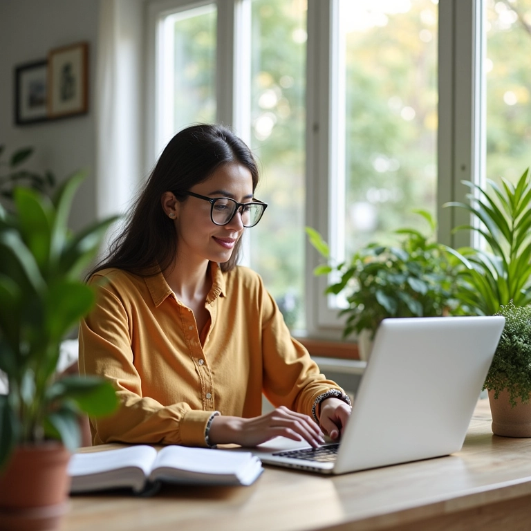 Escritório em casa organizado, promovendo o aumento da produtividade.