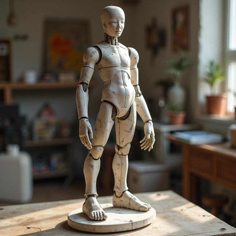 Escultura de papel machê em estrutura de arame.