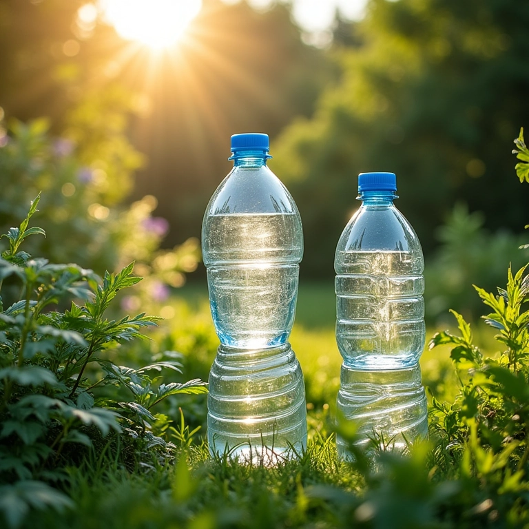 Esculturas criativas para o jardim feitas com garrafas PET recicladas.