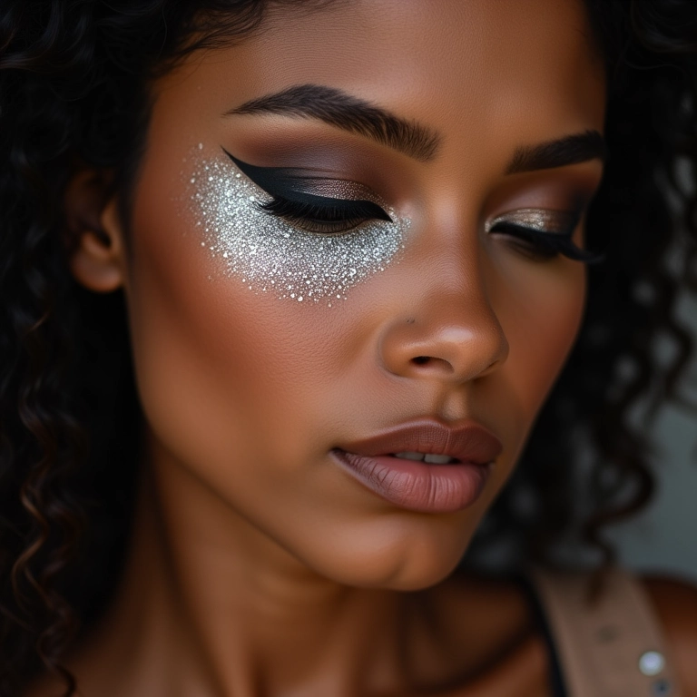 Esfumado clássico com brilho prata para a noite de Ano Novo.