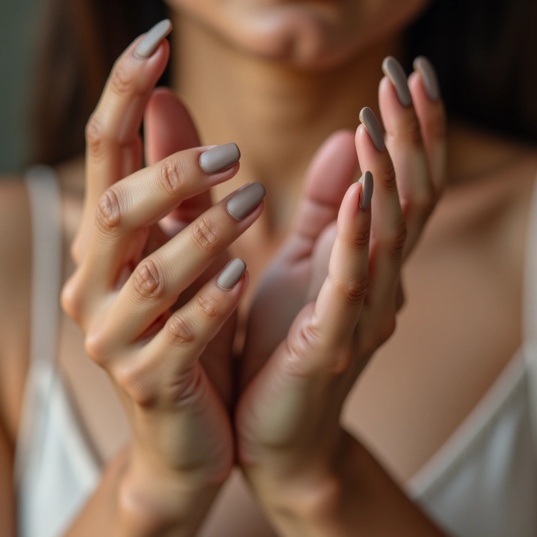 Esmalte matte em tons neutros.