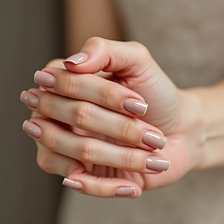 Esmalte nude sofisticado em unhas curtas: minimalismo chic.