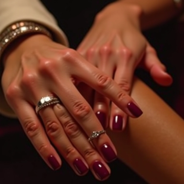 Esmalte vinho intenso em unhas curtas: elegância noturna.