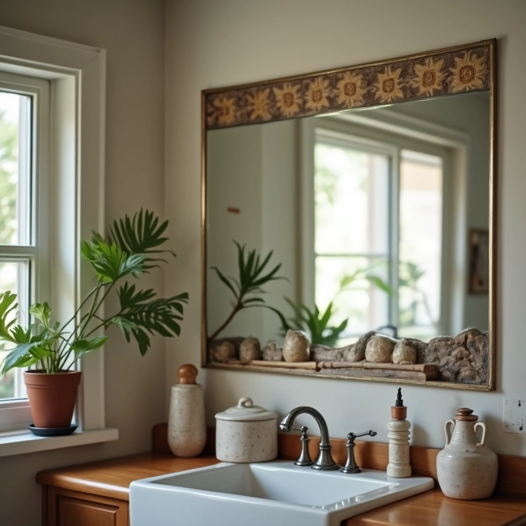 Espelho ampliando visualmente a cozinha americana pequena.