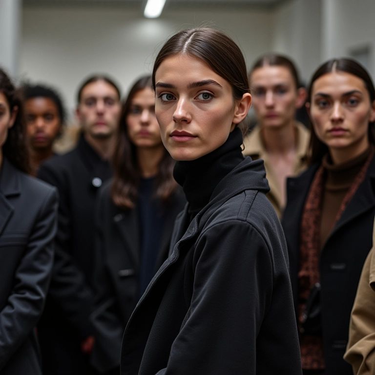 Estilista nos bastidores da Semana de Moda de Paris Inverno 2025.