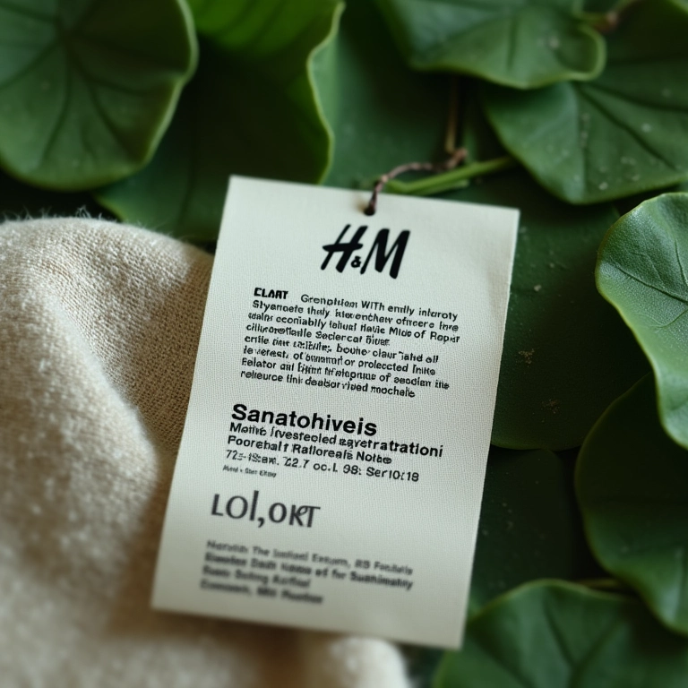 Etiqueta da H&M com informações sobre sustentabilidade.