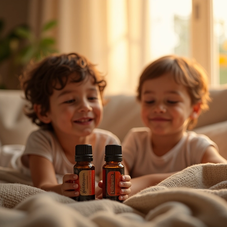 Família utilizando óleos essenciais para relaxar.