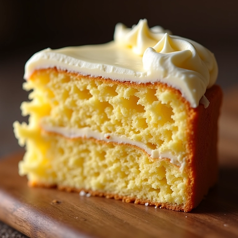 Fatia de bolo vintage com textura fofinha e aveludada.