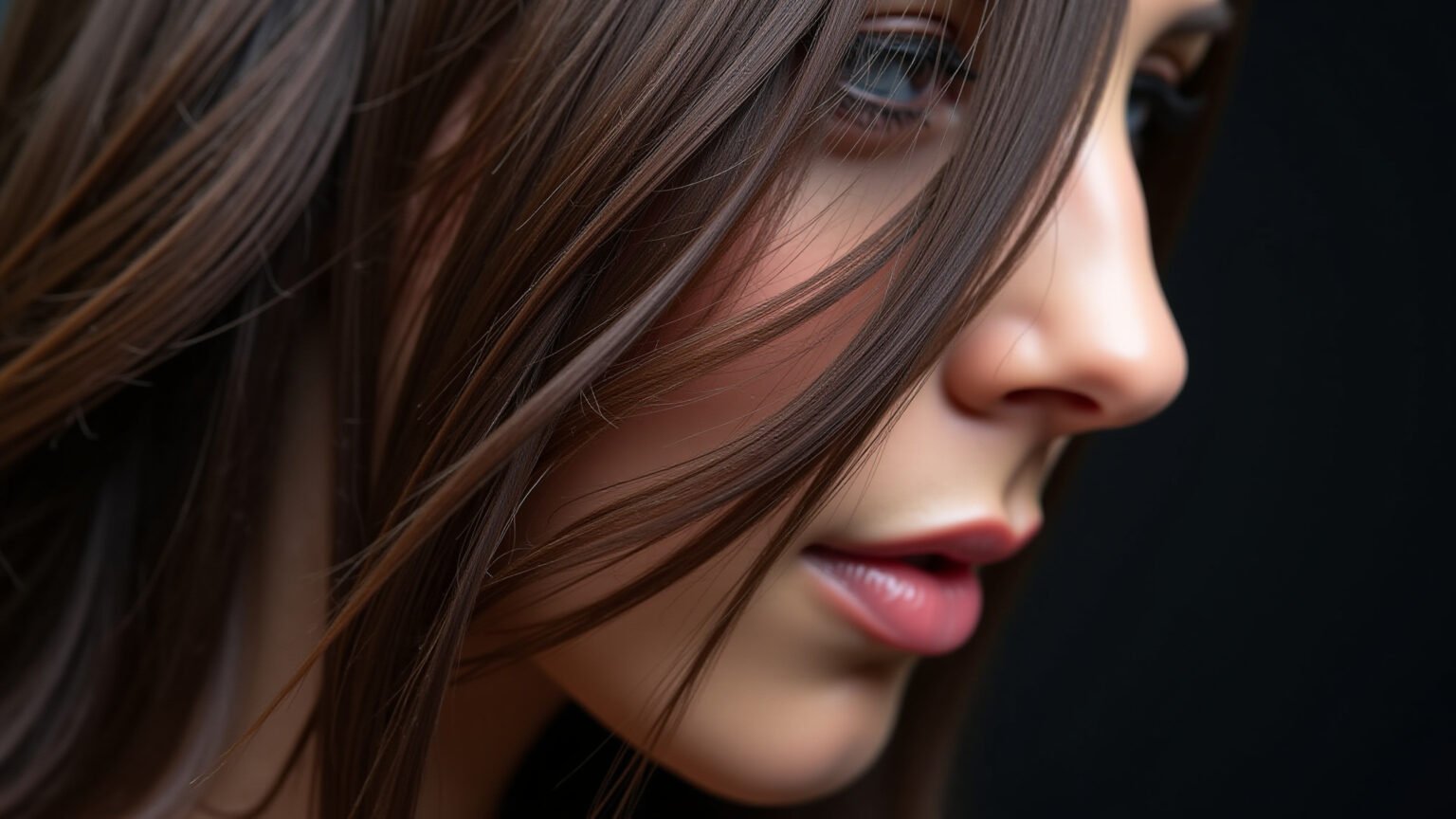 Cabelos Radiantes Sem Pontas Duplas: Um Guia Completo Para Você! Cabelo castanho escuro com pontas duplas visíveis.