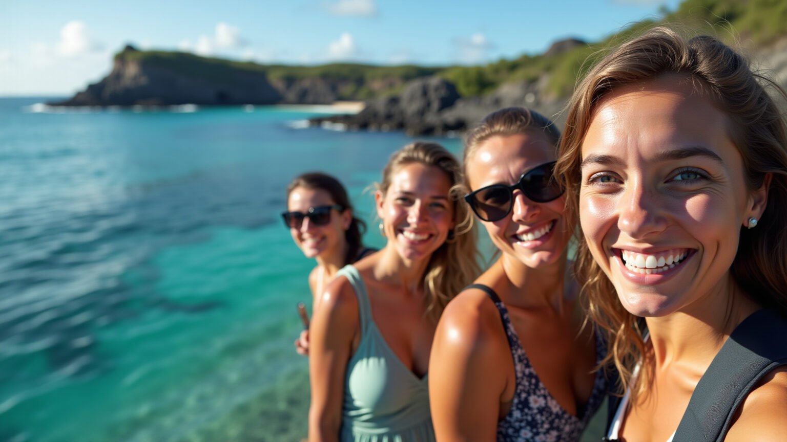 Mulheres explorando a natureza exuberante das Ilhas Galápagos, Equador.