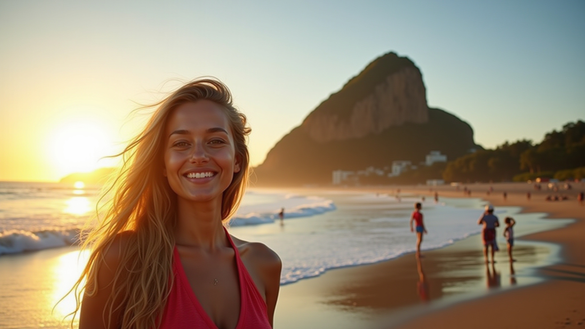 Praia de Ponta Negra, Natal, com o Morro do Careca ao fundo.