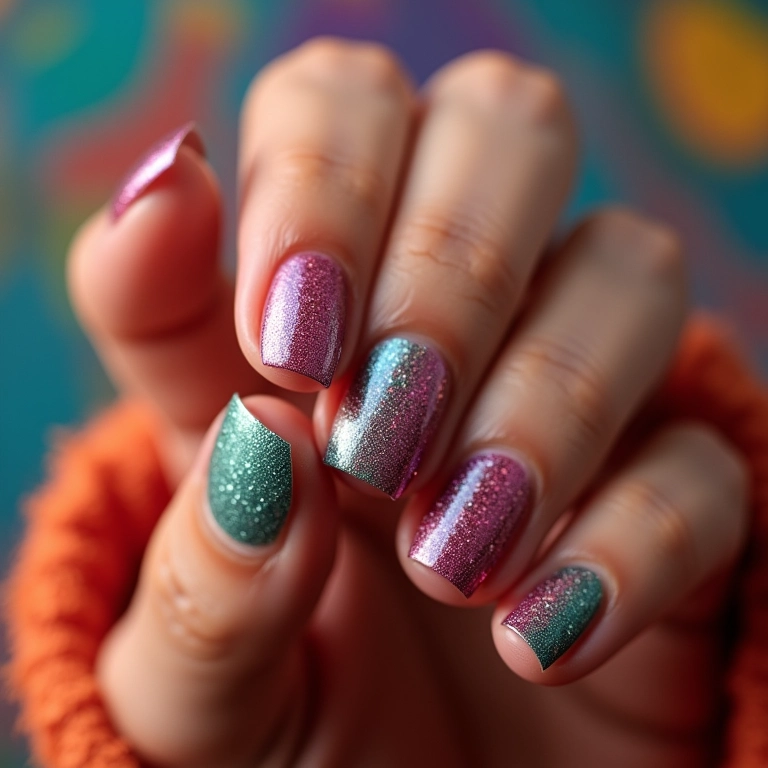 Filha única com glitter para unhas de carnaval.