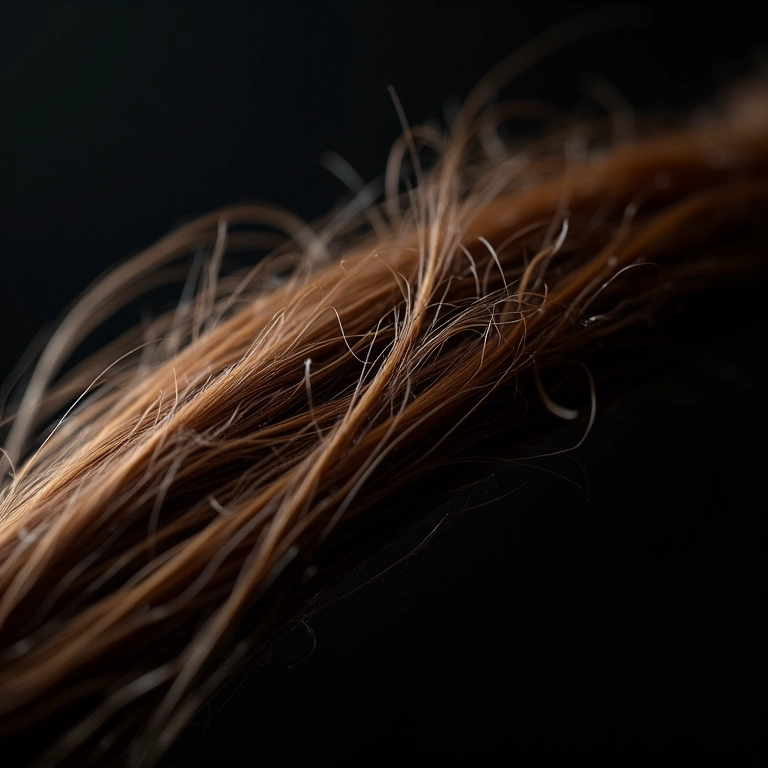Fio de cabelo elástico se rompendo, demonstrando a fragilidade capilar.