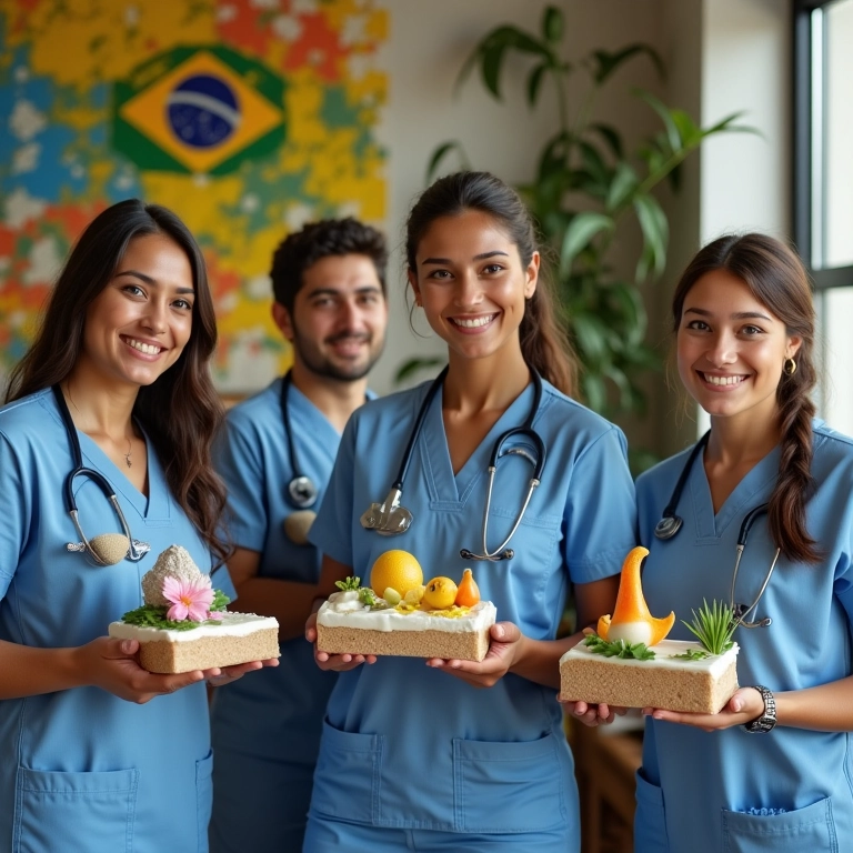 Fisioterapeutas comemorando seu dia com presentes artesanais.