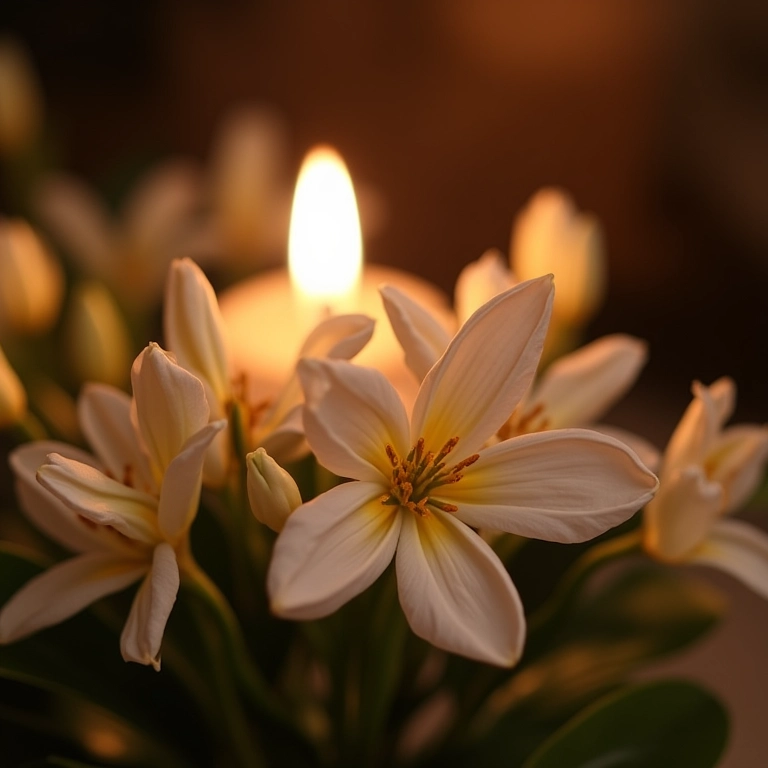 Flores de jasmim com fragrância delicada.