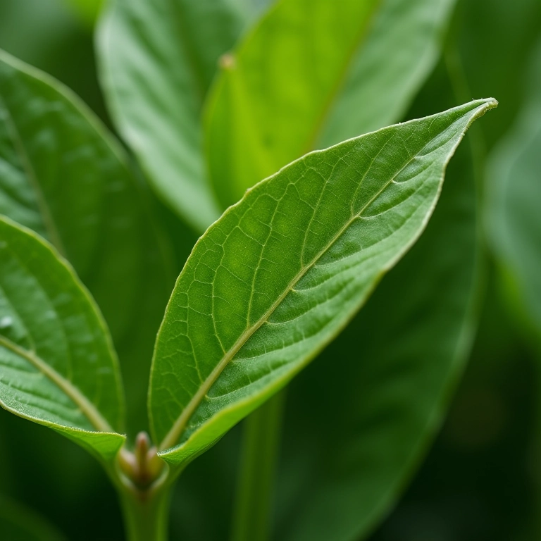 Folhas de planta aromática com sinais de ressecamento.