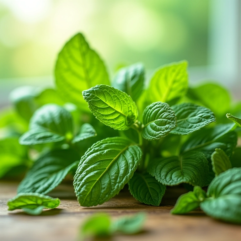 Folhas frescas de hortelã verde vibrante.