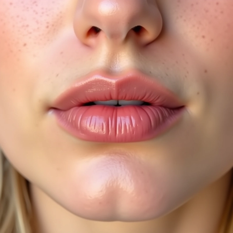 Foto de lábios preenchidos com resultado natural e sutil.