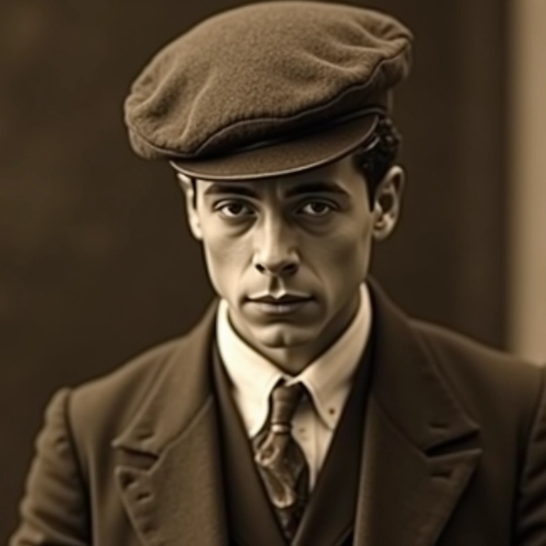 Foto vintage de músico de jazz com chapéu pork pie.