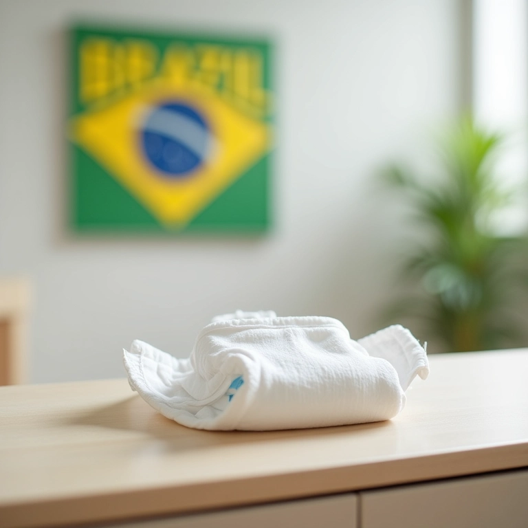 Fralda seca sobre trocador em quarto infantil iluminado.