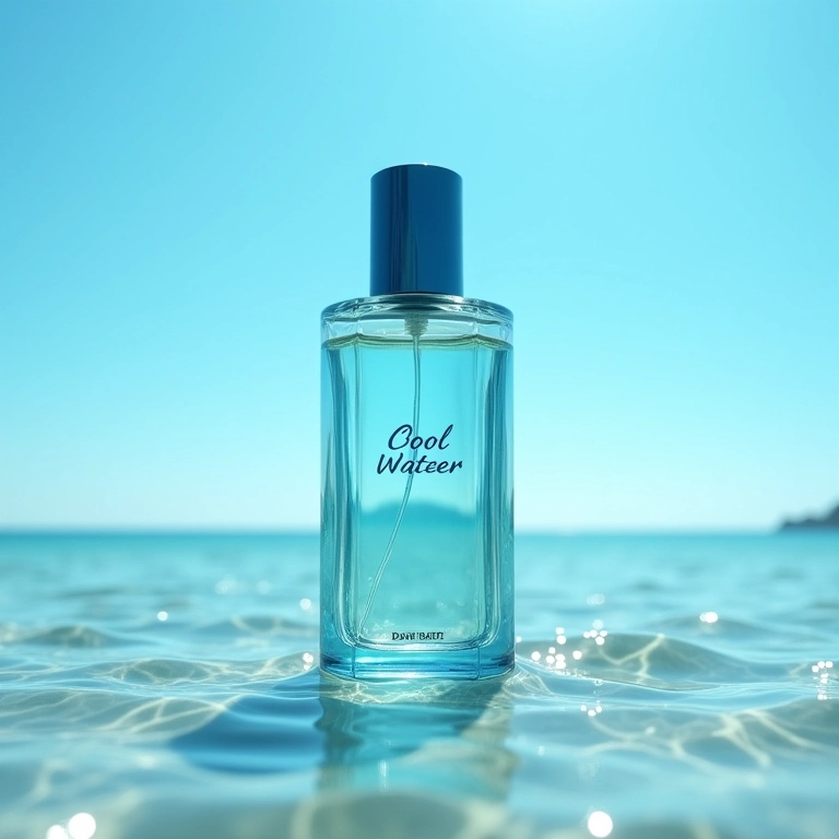 Frasco de Cool Water Woman na água do mar.