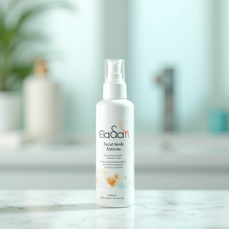 Frasco de Gel de Limpeza Facial Needs Antiacne em banheiro.