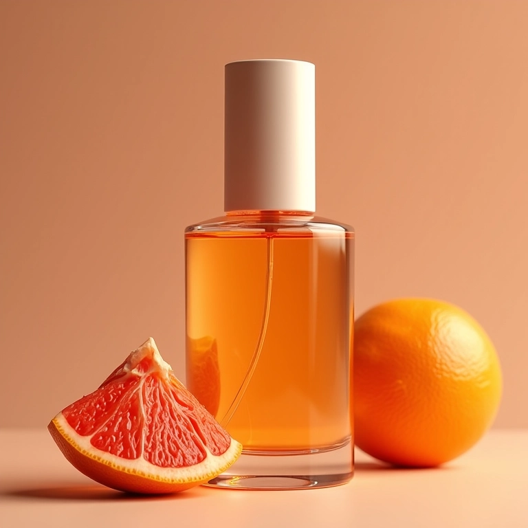 Frasco de perfume com infusão de toranja.