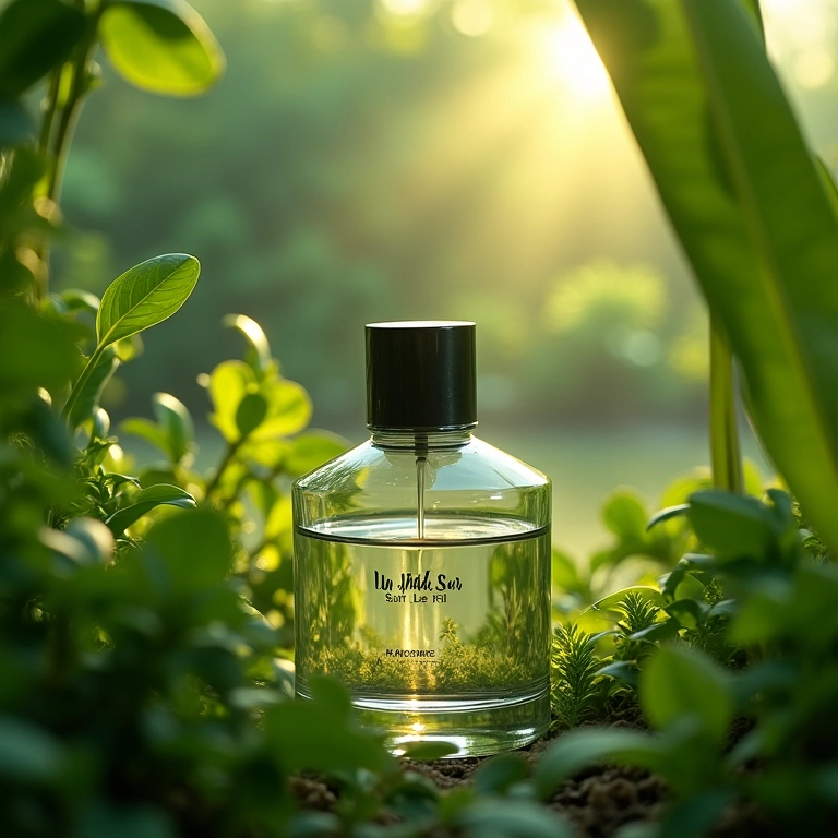 Frasco de Un Jardin Sur Le Nil em meio à vegetação perto do rio Nilo.