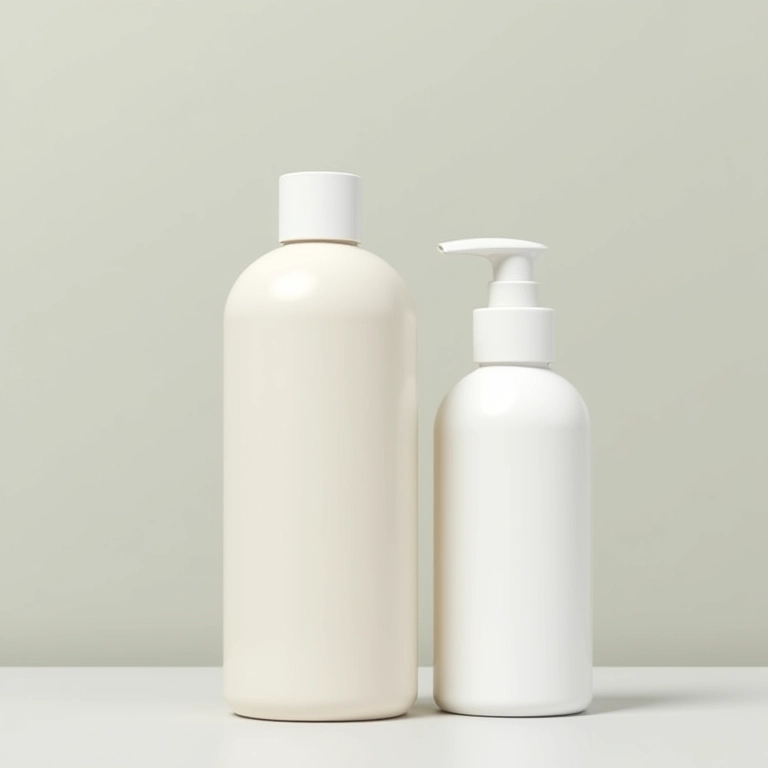 Frascos de shampoo sem sulfato para cabelos delicados.