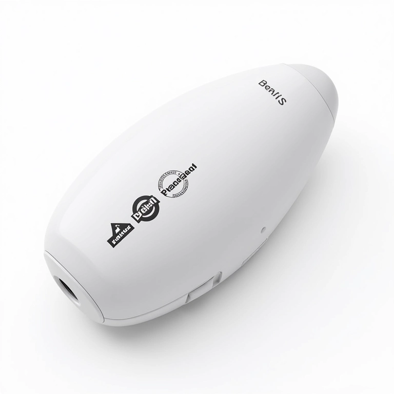 Gadget de beleza mostrando selos de certificação de órgãos competentes.