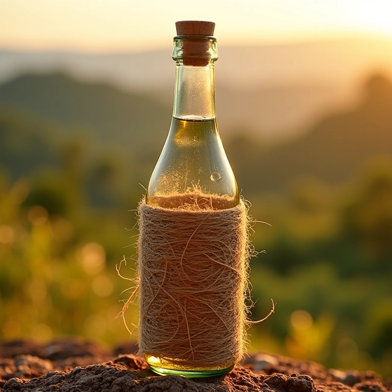 Garrafa rústica decorada com barbante e sisal.