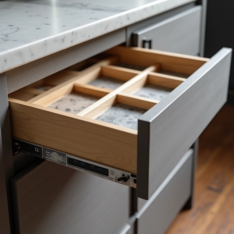 Gaveta aberta mostrando diversos organizadores. Por que investir em organizadores de gaveta?