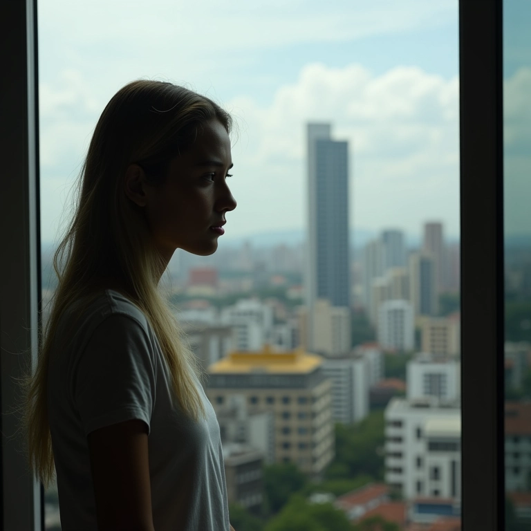 Geminiano pensativo olhando pela janela, refletindo sobre suas emoções.