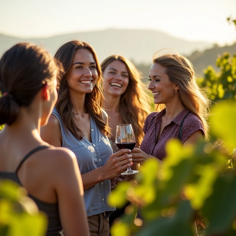Grupo de mulheres em tour na Vinícola Miolo.