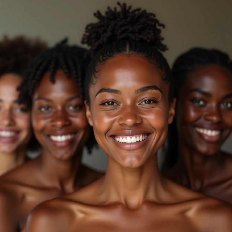 Grupo diverso de pessoas representando a indicação da radiofrequência facial para diferentes tipos de pele.