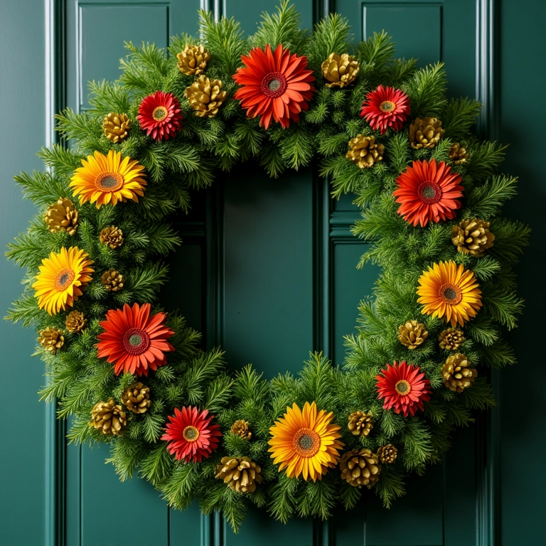 Guirlanda de Natal artesanal com cores vibrantes e toque brasileiro.
