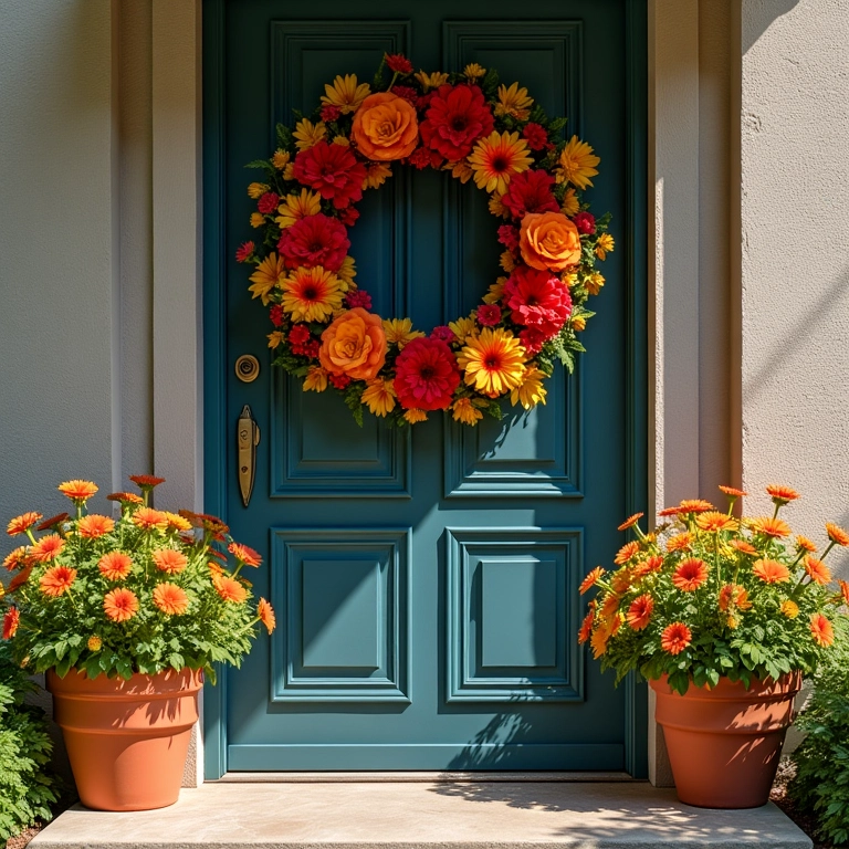 Guirlanda temática de feltro com cores vibrantes e flores brasileiras.