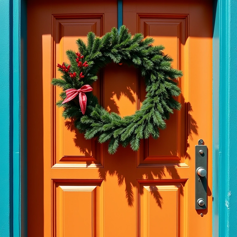 Guirlandas de Natal personalizadas decorando a entrada de uma casa brasileira.