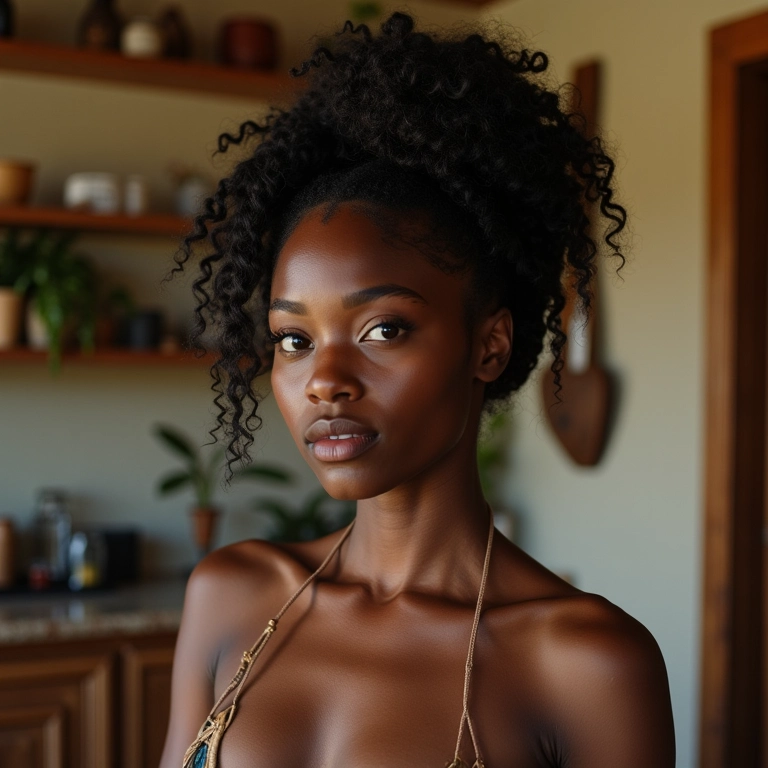 Half bun com cachos soltos em cabelo crespo 4A.