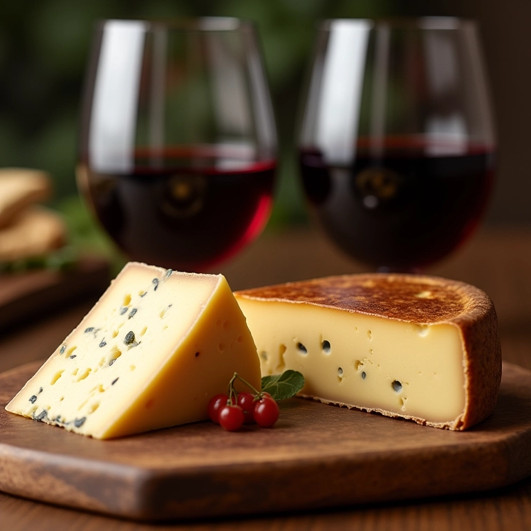 Harmonização de vinho com queijos finos.