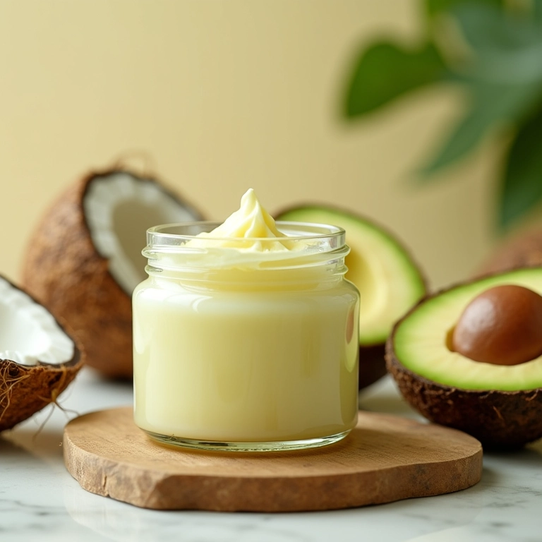 Hidratação capilar noturna com óleo de coco e abacate.