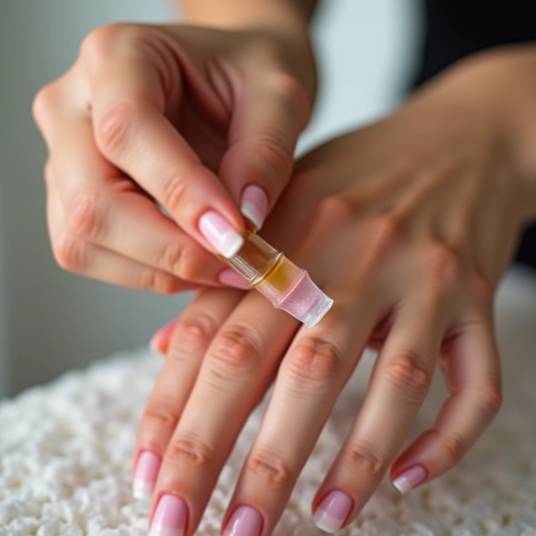 Hidratação das cutículas com óleo após aplicação de gel.