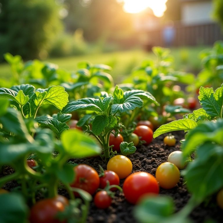 Horta caseira exuberante, livre de pragas e doenças.