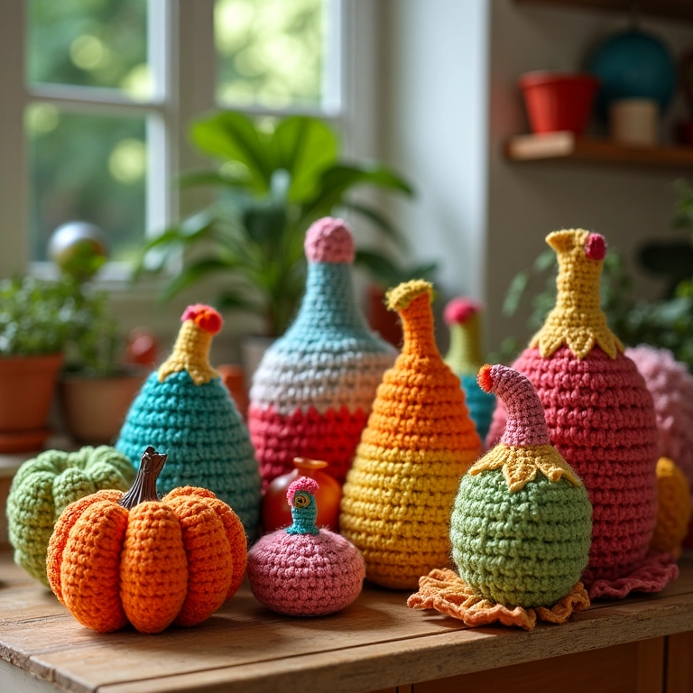 Ideias criativas com crochê na decoração da cozinha.