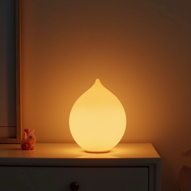 Iluminação aconchegante em um quarto de bebê com luz noturna.