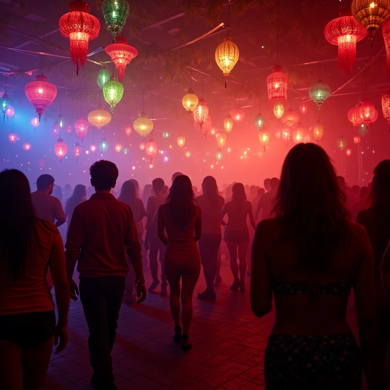 Iluminação especial para festa de Carnaval.