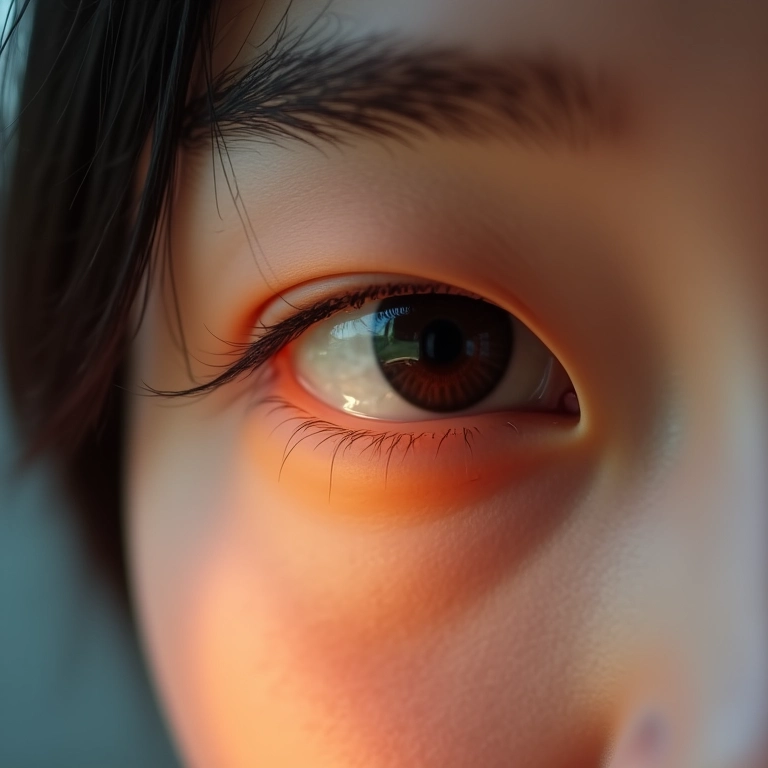 Iluminação no canto interno dos olhos.