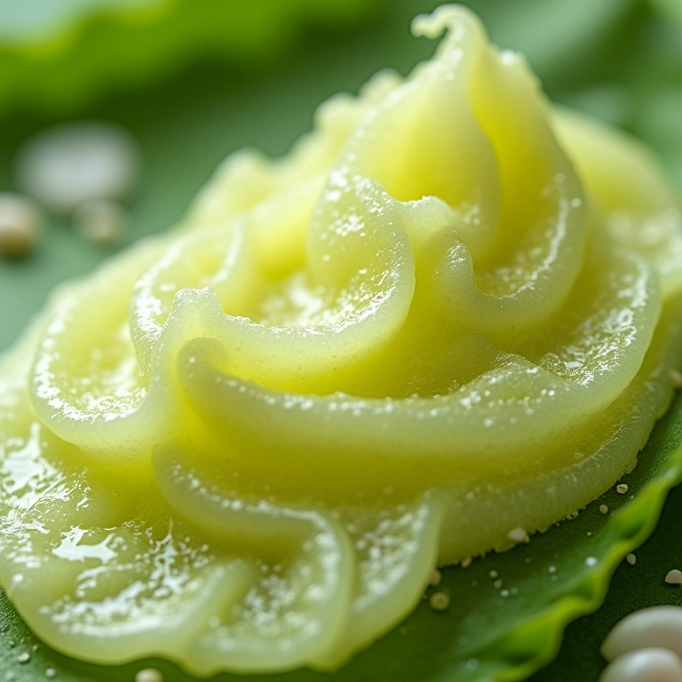 Ingredientes calmantes como camomila e aloe vera potencializando um esfoliante facial.