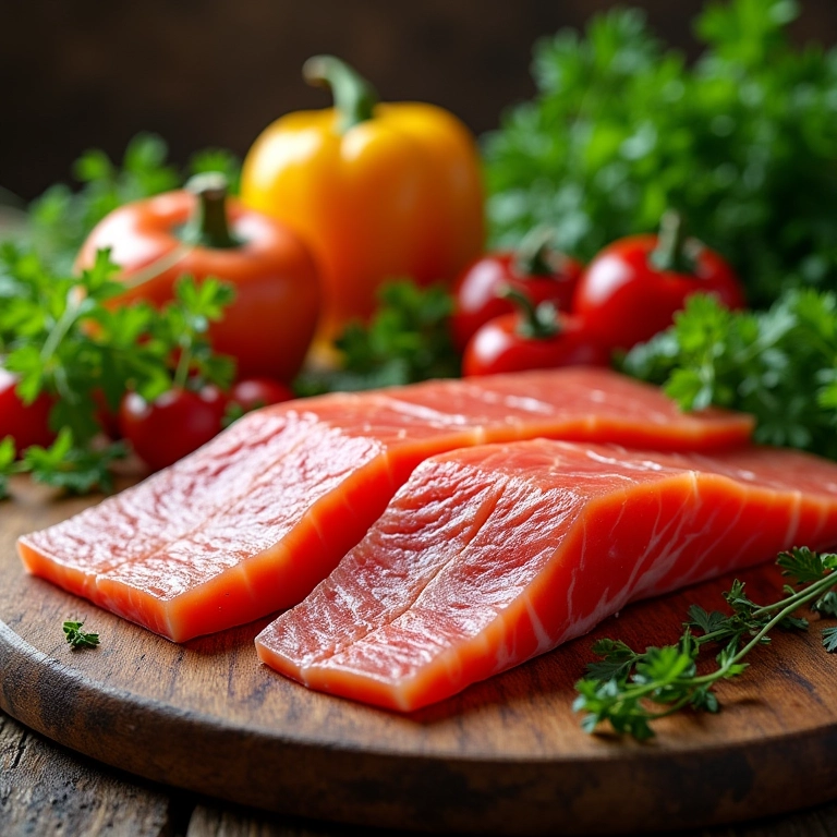 Ingredientes ultra frescos para Crudo: peixe, vegetais, ervas.